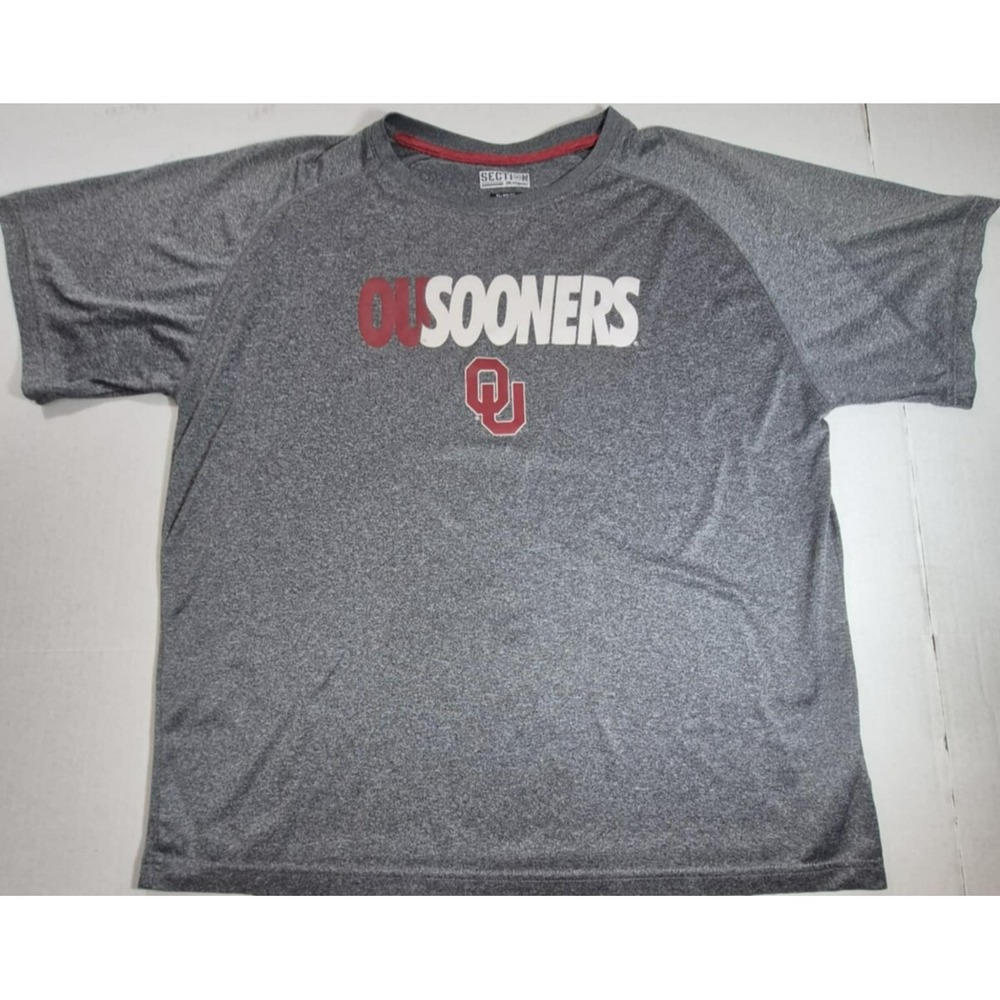 Oklahoma Sooners Section men's t-shirt grey XL "OUSOONERS" w/ OU logo game day‎
